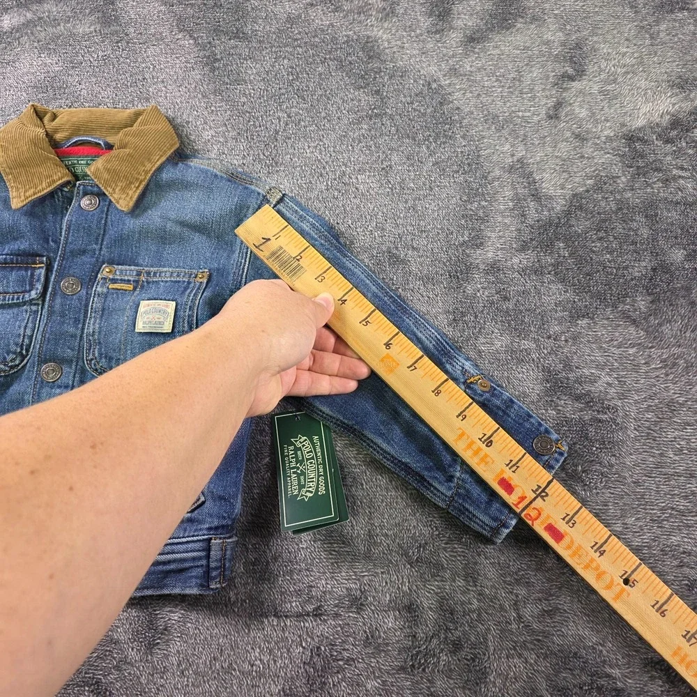 Ralph Lauren Polo Country Corduroy Collar Denim Jacket Kids Size 2 Unisex